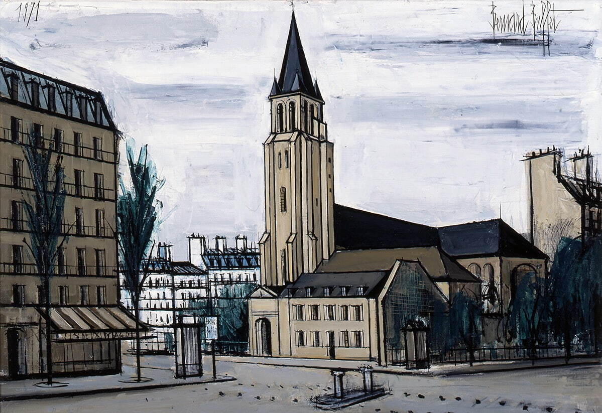 ベルナール・ビュフェ 《サン＝ジェルマン＝デ＝プレ》 1971年 油彩