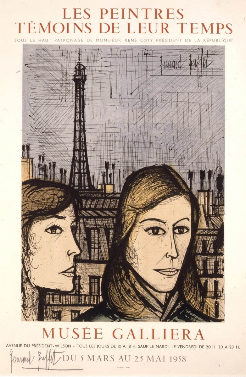 ベルナール・ビュフェ 《パリジェンヌ》 1958年  リトグラフ