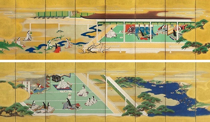 狩野邦信 《源氏物語図屏風》(部分)
江戸時代後期 19世紀前半 岡田美術館蔵 ［前期・後期に分けて1隻ずつ展示］