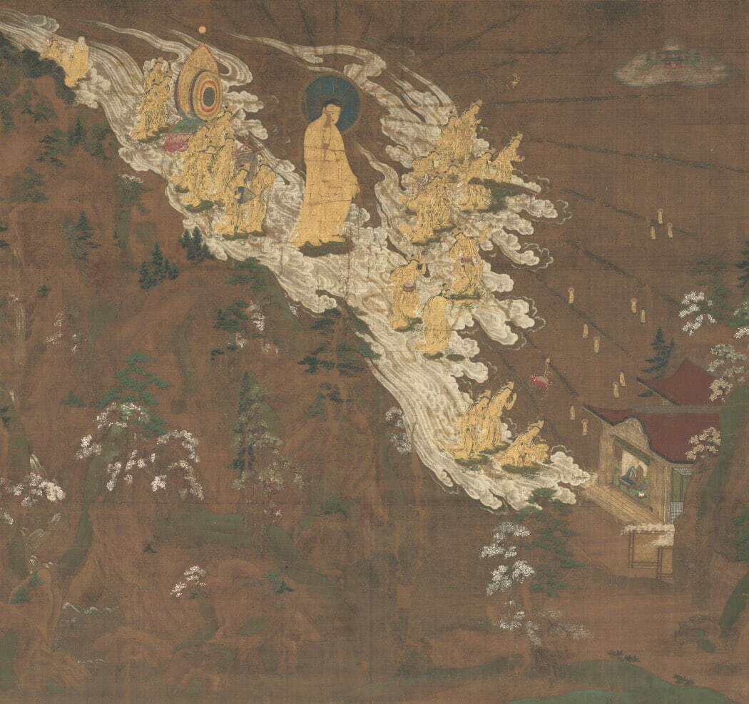 国宝 《阿弥陀二十五菩薩来迎図(早来迎)》
鎌倉時代 14世紀 京都・知恩院蔵