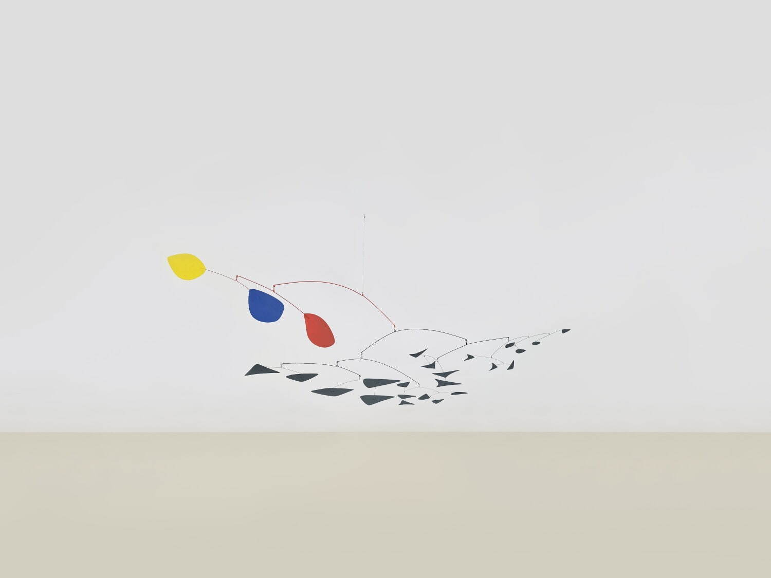 Alexander Calder, <i width="1500" height="1125">Untitled,</i> 1956
Sheet metal, wire, and paint 88.9×304.8×162.6cm.
Photograph by Tom Powel Imaging © Calder Foundation, New York.