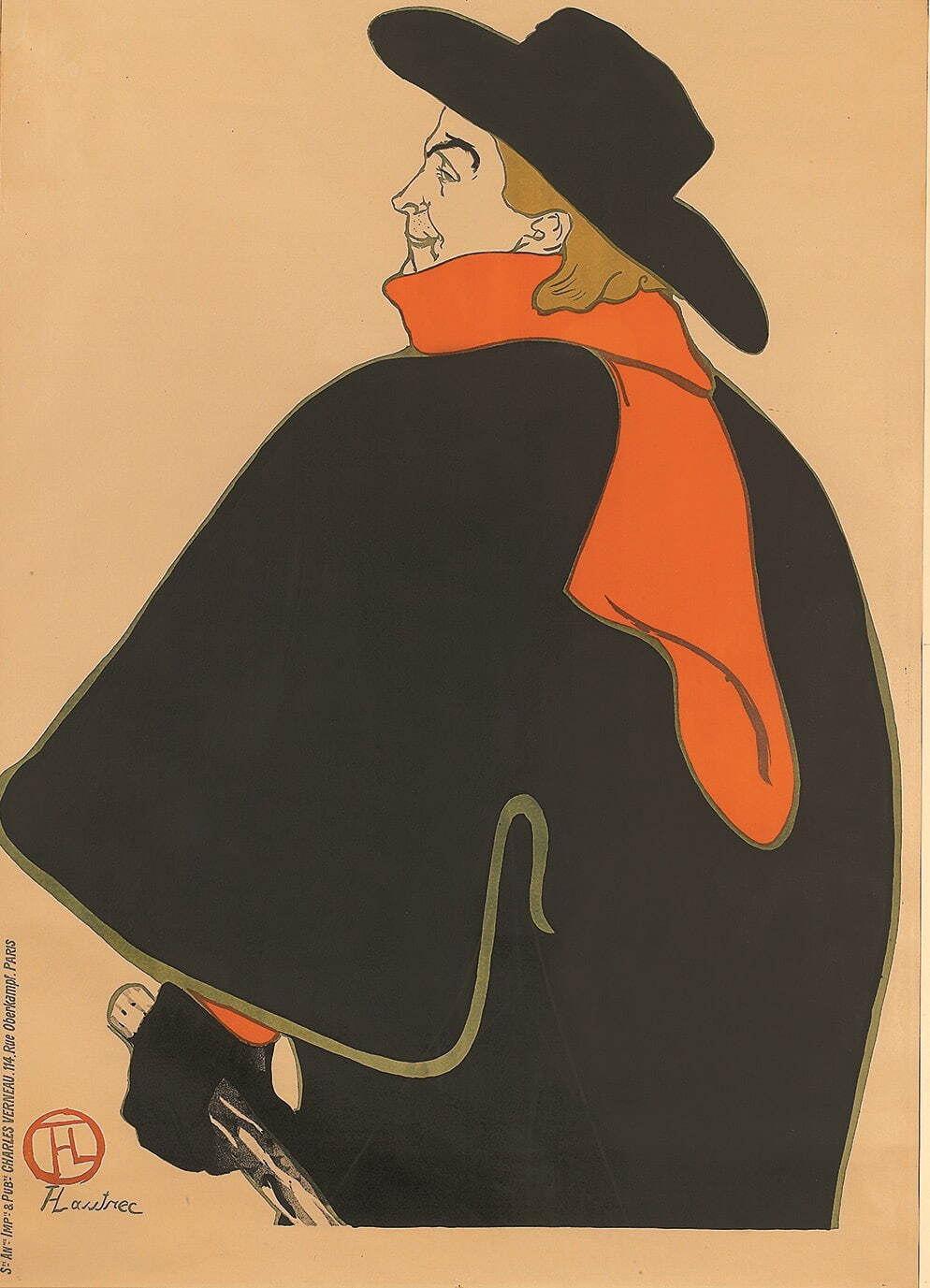 アンリ・ド・トゥールーズ＝ロートレック 《キャバレのアリスティド・ブリュアン》
1893年 リトグラフ The Firos Collection