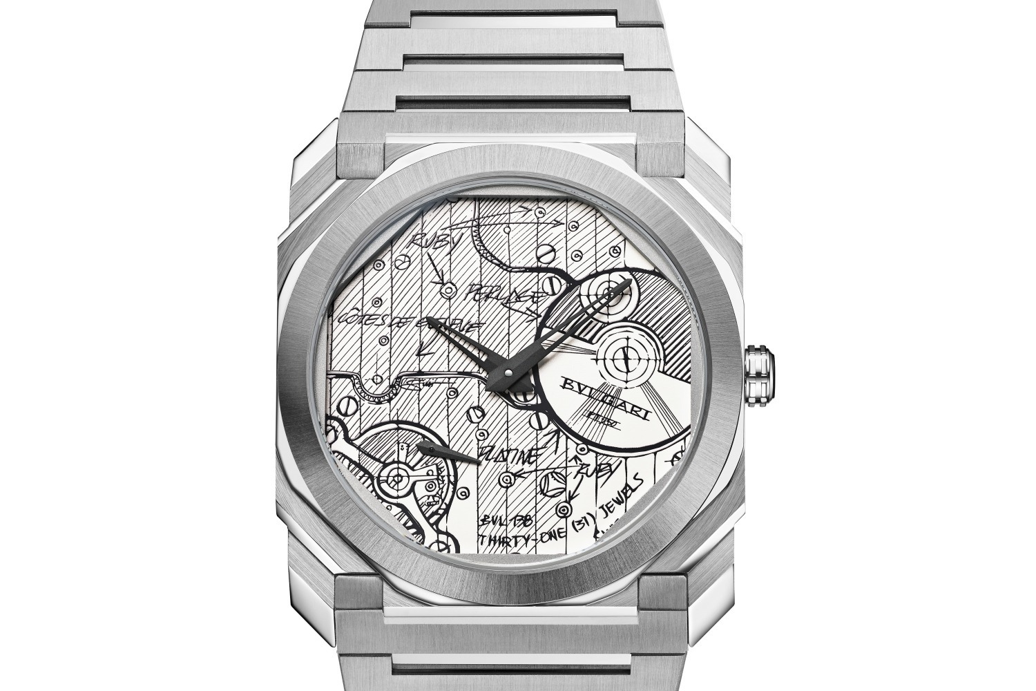 ブルガリ"極薄"限定メンズウォッチ「オクト フィニッシモ スケッチ」時計の内部構造描いたダイヤル