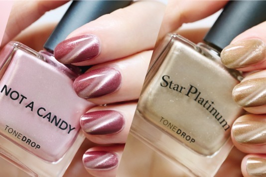 メタリックカラー｜トーンドロップ24年夏「マグネットネイル」繊細パール煌めく“うるぷる感”ピンク＆ゴールド