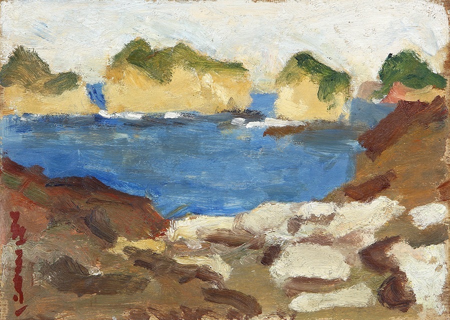 熊谷守一 《伊豆堂ヶ島》 昭和14年(1939年) 板・油彩 熊谷守一つけち記念館蔵