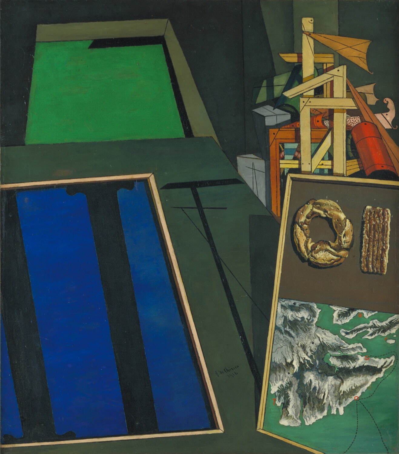 ジョルジョ・デ・キリコ《福音書的な静物Ⅰ》1916年、油彩・カンヴァス 大阪中之島美術館
© Giorgio de Chirico, by SIAE 2024