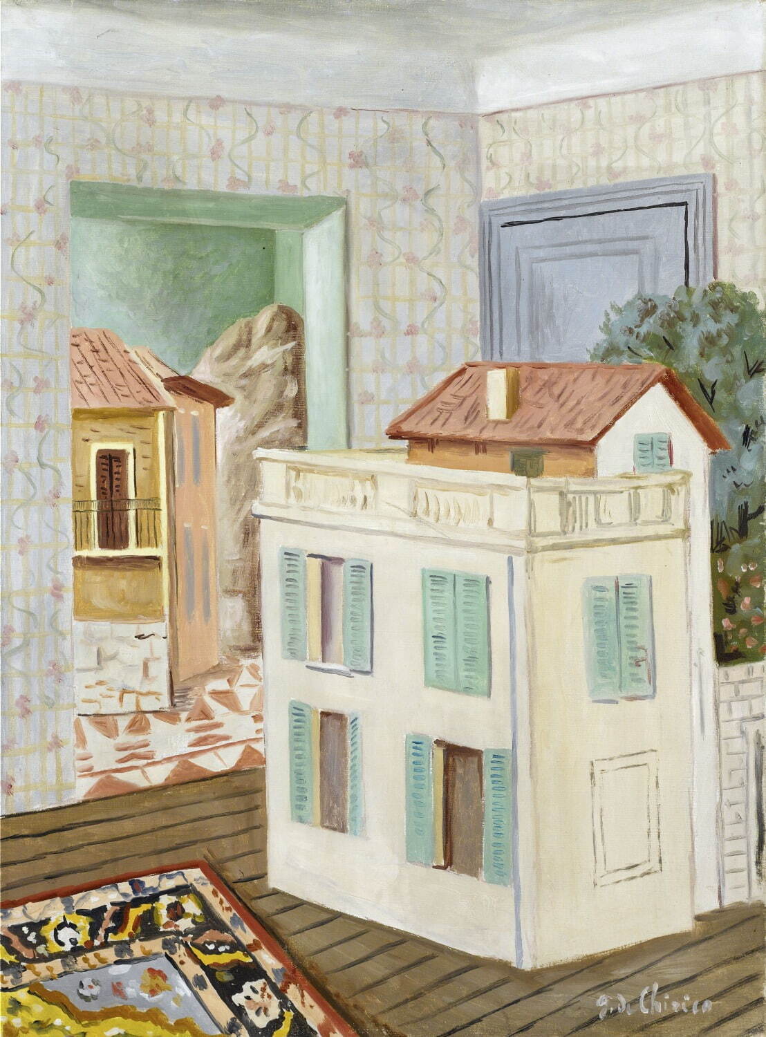 ジョルジョ・デ・キリコ《緑の雨戸のある家》1925-26年、油彩・カンヴァス 個人蔵
© Giorgio de Chirico, by SIAE 2024