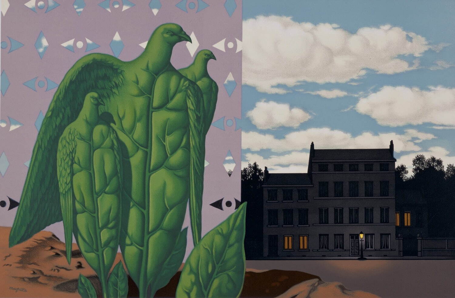 ルネ・マグリット 《あの大きな鳥たちは宝島の鳥だ…》 (『マグリットの落とし子たち』より) 1968年