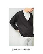 バトナー“深めVネック”のレショップ限定ニット、ドレープ感引き立つ麻素材で｜写真6