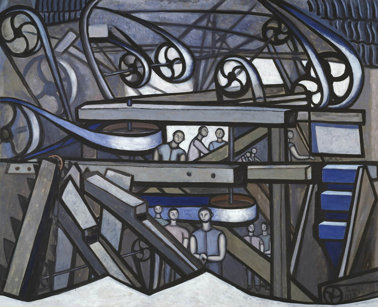 北川⺠次 《砂の工場》 1959年 油彩/キャンバス 愛知県美術館