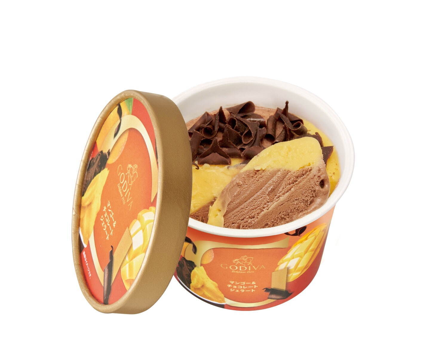 ゴディバ カップアイス「マンゴー＆チョコレート ジェラート」356円／90ml
