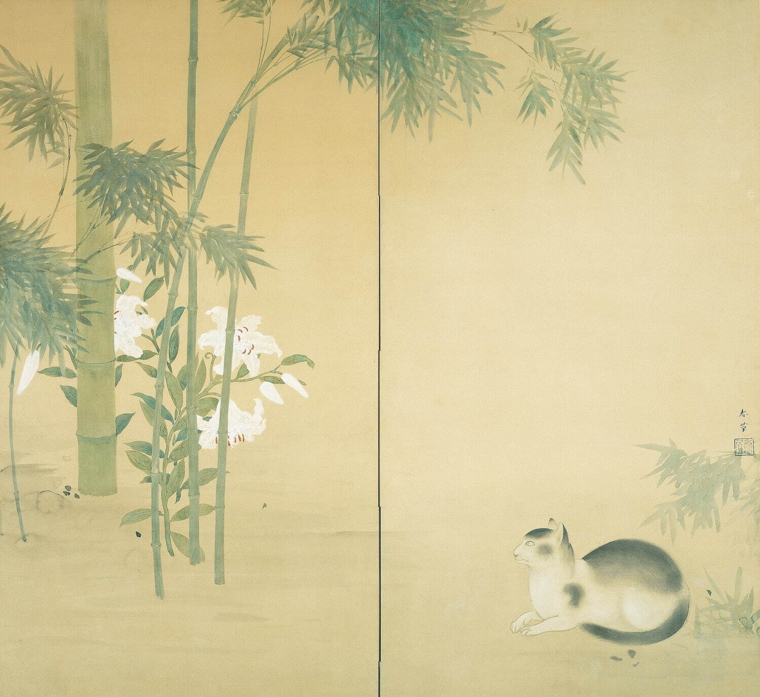 菱田春草 《竹に猫》 明治33年(1900年) 水野美術館蔵