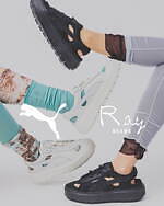 プーマ × レイ ビームス厚底ウィメンズサンダル、ピューマ柄ライン＆ゴムストラップ仕様のシューレース｜写真9