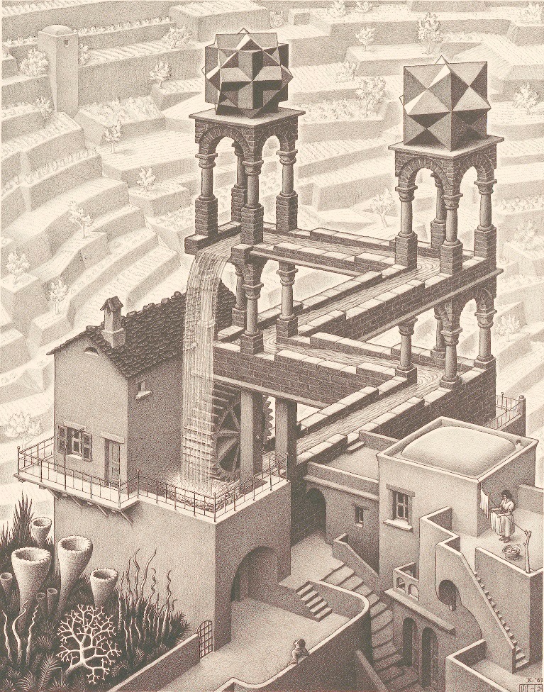 マウリッツ・コルネリス・エッシャー 《滝》 1961年 リトグラフ
Maurits Collection, Italy / All M.C. Escher works © 2024
The M.C. Escher Company, Baarn, The Netherlands.All rights reserved mcescher.com