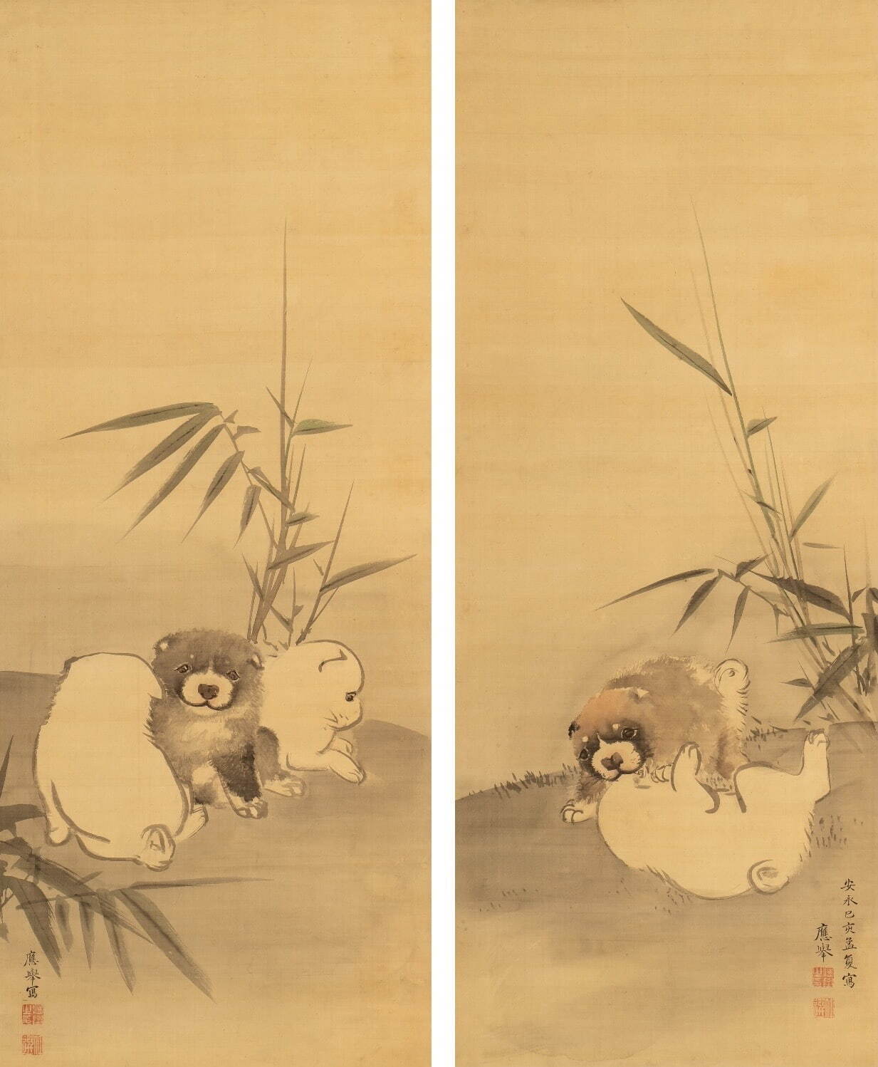 円山応挙 《竹に狗子図》 福田美術館蔵 ［前期展示］