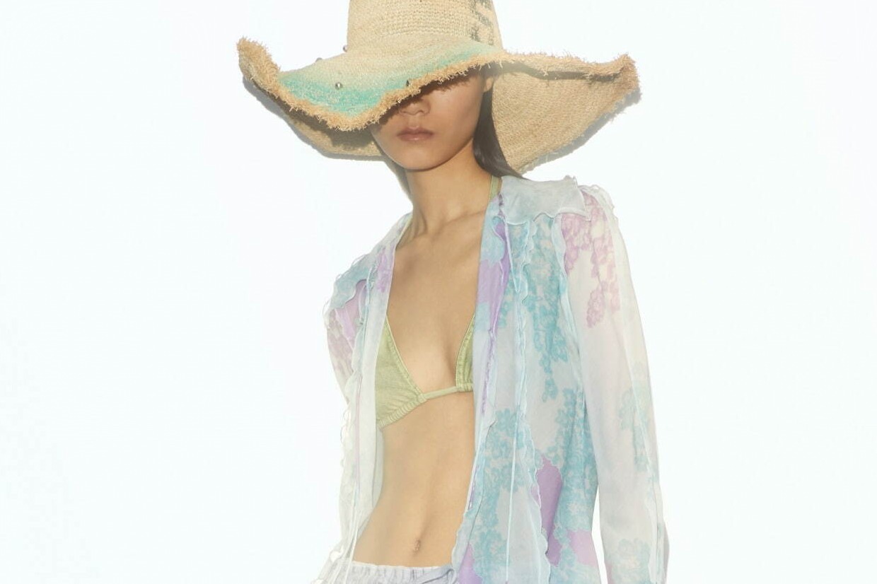 アクネ ストゥディオズ夏ウェア、リボン連ねた花柄シアー