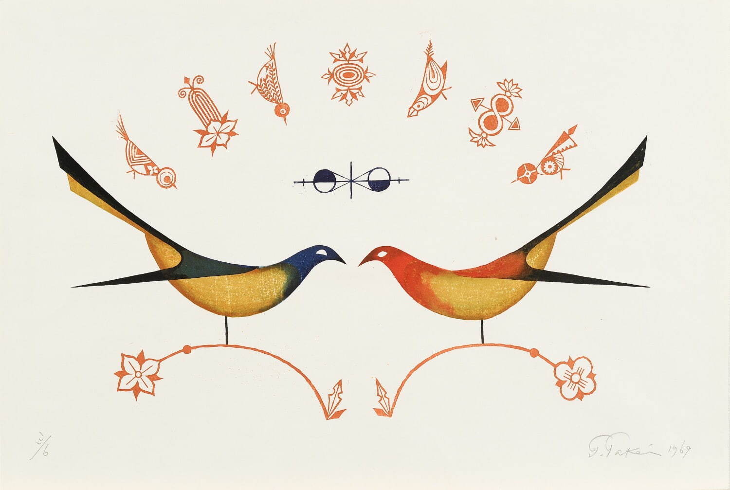 武井武雄 《鳥の連作 No.7》 1969年 木版画
© 岡谷市／イルフ童画館