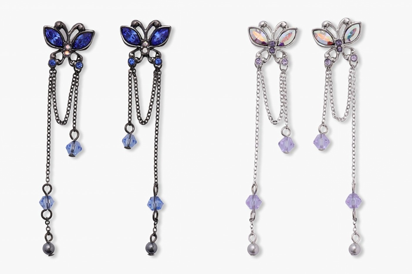 アナ スイ24年夏“可憐な蝶”アクセサリー、きらめくカットガラス×チェーンピアスやブレスレット