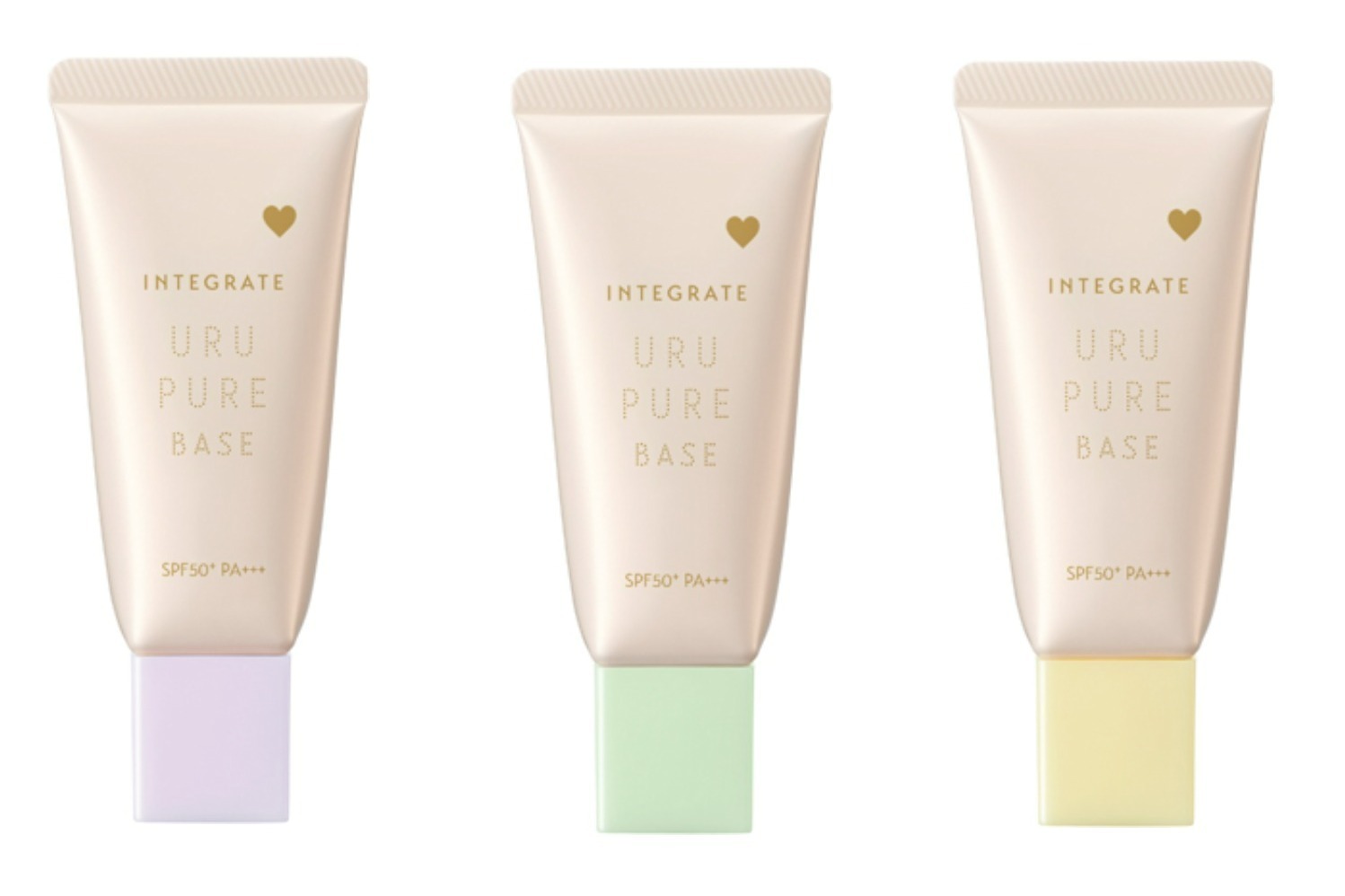 透明肌｜インテグレート24年秋ベースメイク「うるピュアベース」“肌悩みに合わせて選ぶ”全3色のうるおい下地