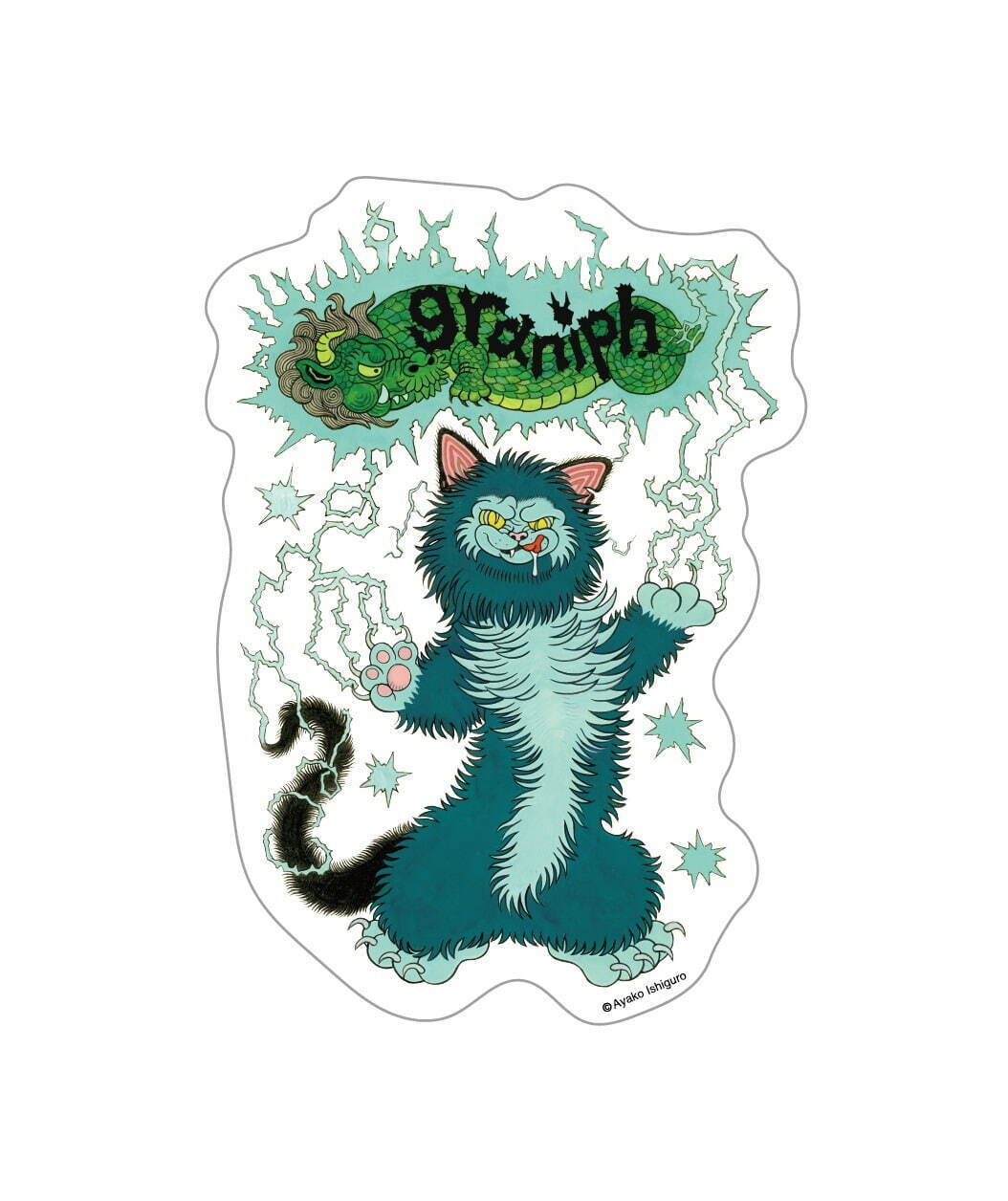 グラニフ×石黒亜矢子“化け猫”プリントのTシャツやワンピース、“黒猫の顔”描いた巾着バッグも｜写真20