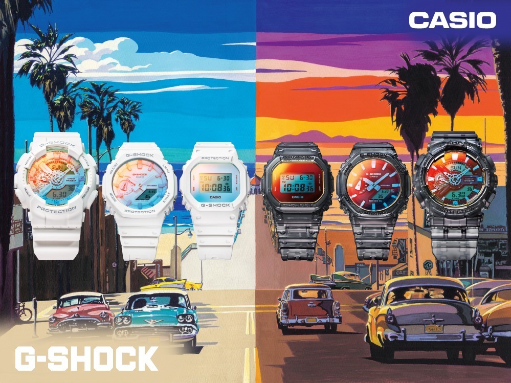 G-SHOCKの腕時計「ビーチタイムラプス」“昼間＆夕暮れの海辺”を