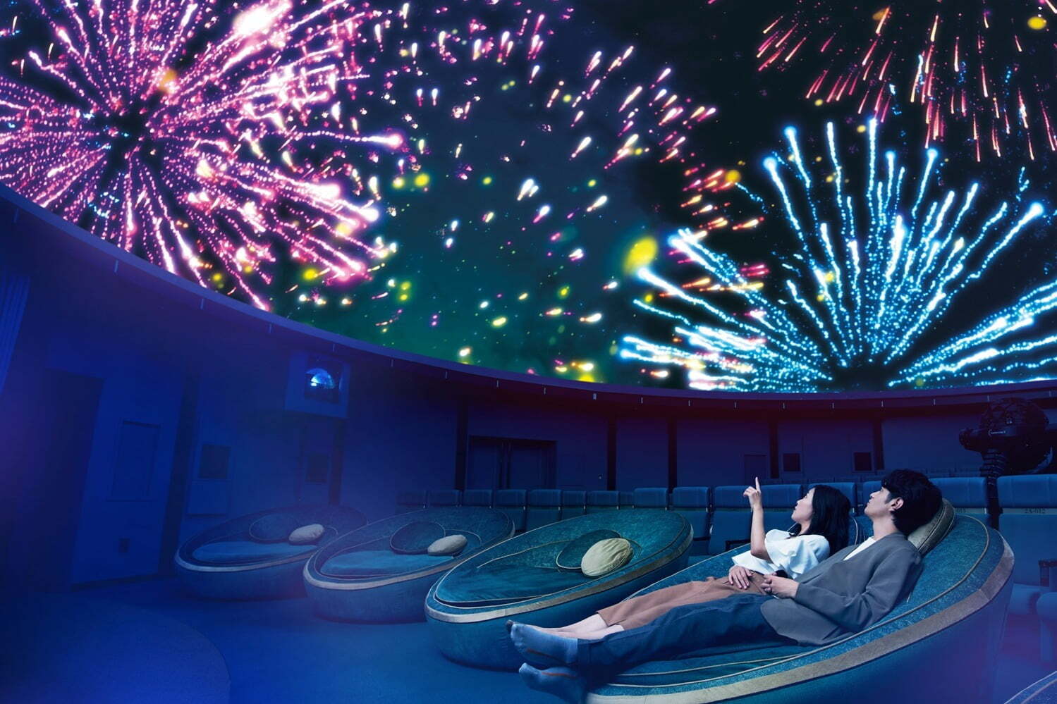 花火ウェルカムドーム」“撮影OK”夜空打ち上がる大輪花火の映像