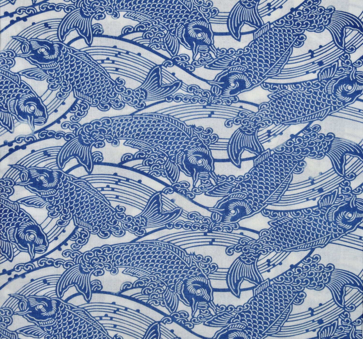 松原伸生 《長板中形白木綿地鯉流水模様浴衣》(部分) 2010-19年 作家蔵 ［1・2期展示］