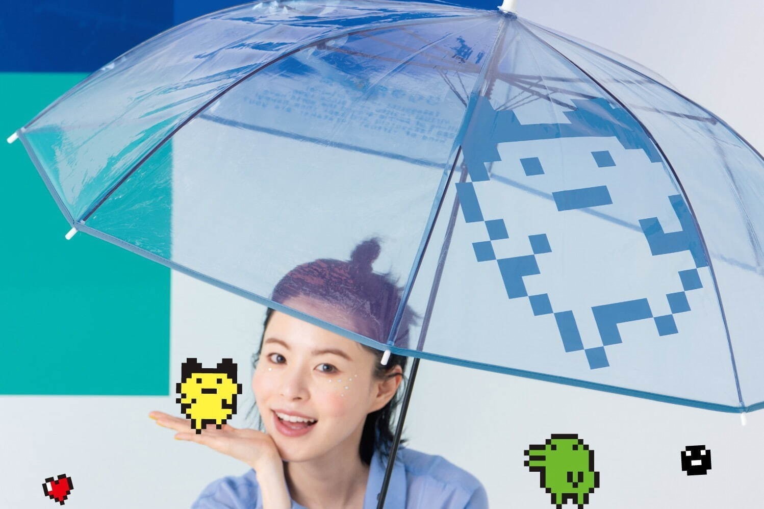 日傘｜たまごっち×Wpc.「ごきげんハート」総柄ビニール傘、“まめっち＆くちぱっち”のぷっくり刺繍日傘も
