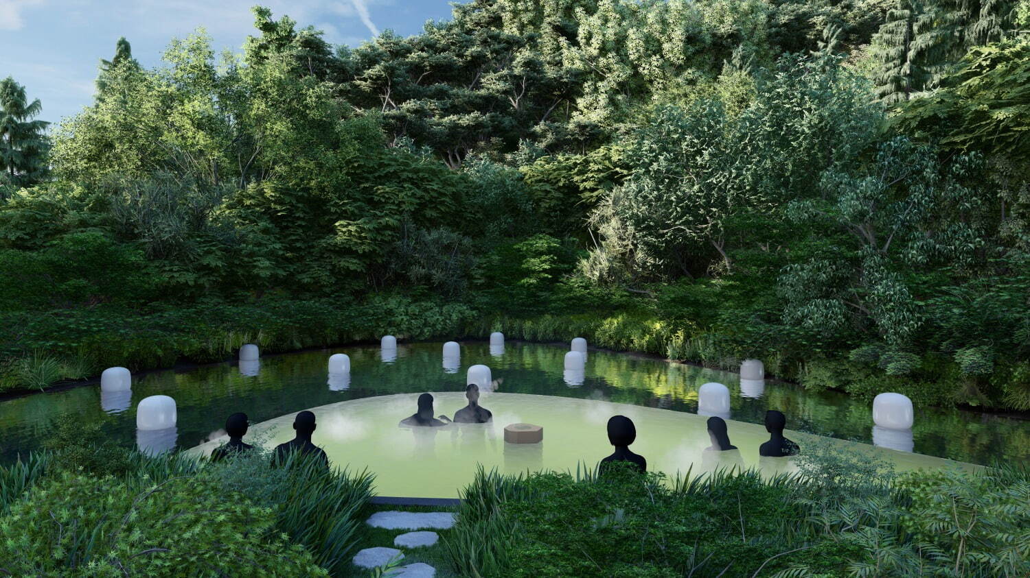 「チームラボ 幽谷隠田跡」茨城・五浦に“夜の森”と一体化する光のアート、温泉＆グランピング施設も開業｜写真12