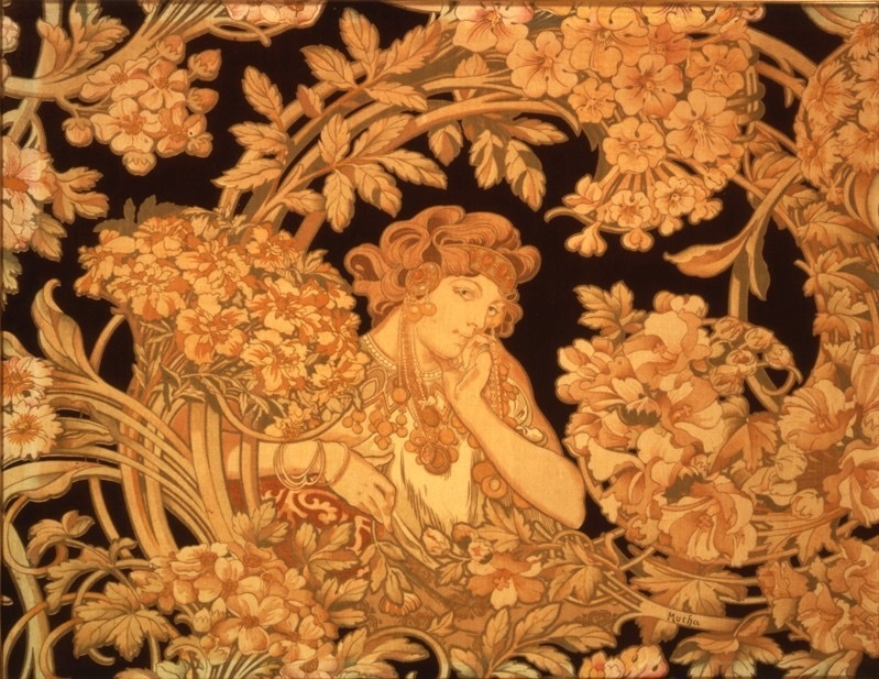 アルフォンス・ミュシャ 《ビザンティン：壁布》 1900年頃 ベルベットに印刷 堺 アルフォンス・ミュシャ館(堺市)蔵