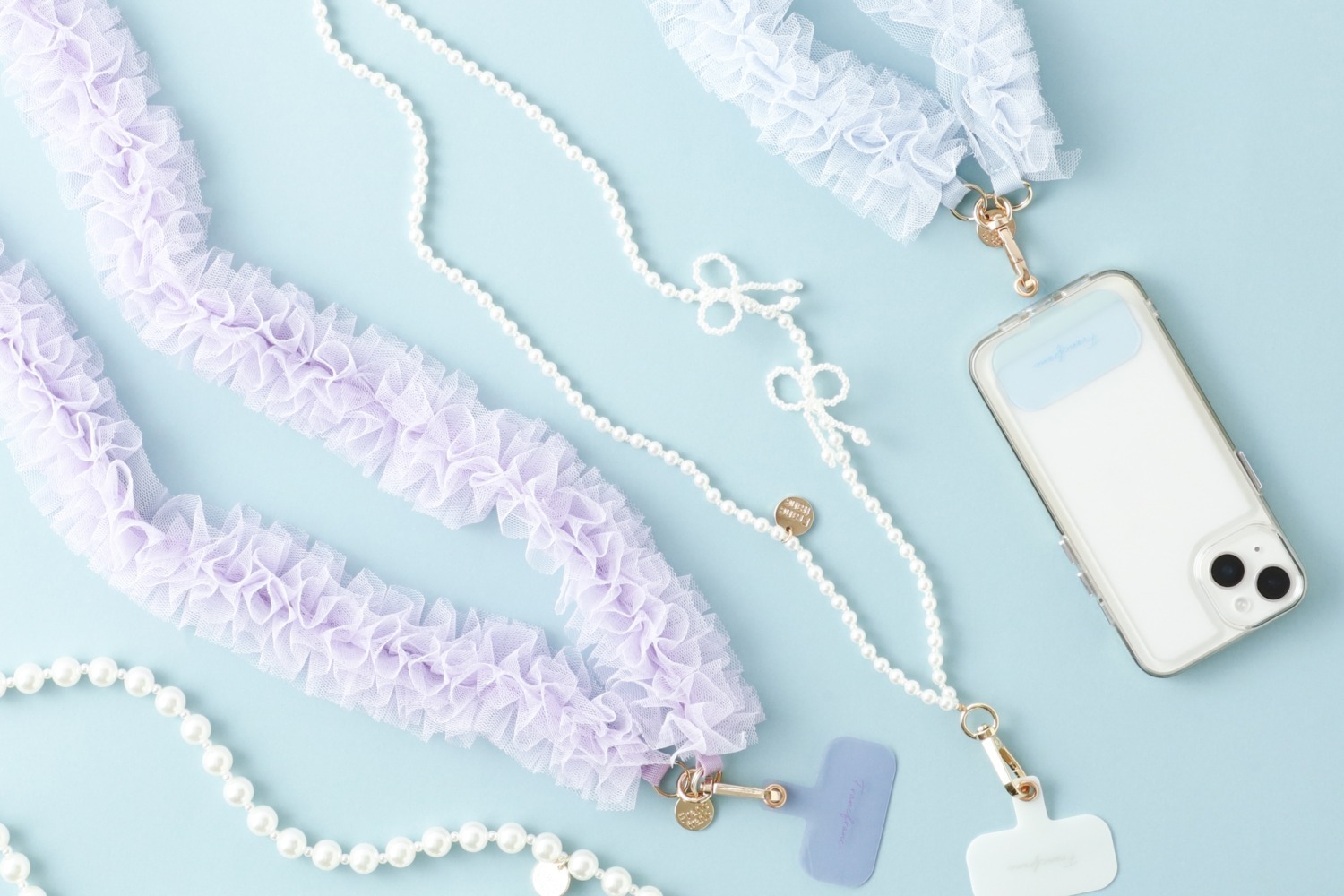 チュール｜フランフラン“ふんわりチュール”やパールの新作スマホストラップ、蝶結びの小粒パールリボン付きも