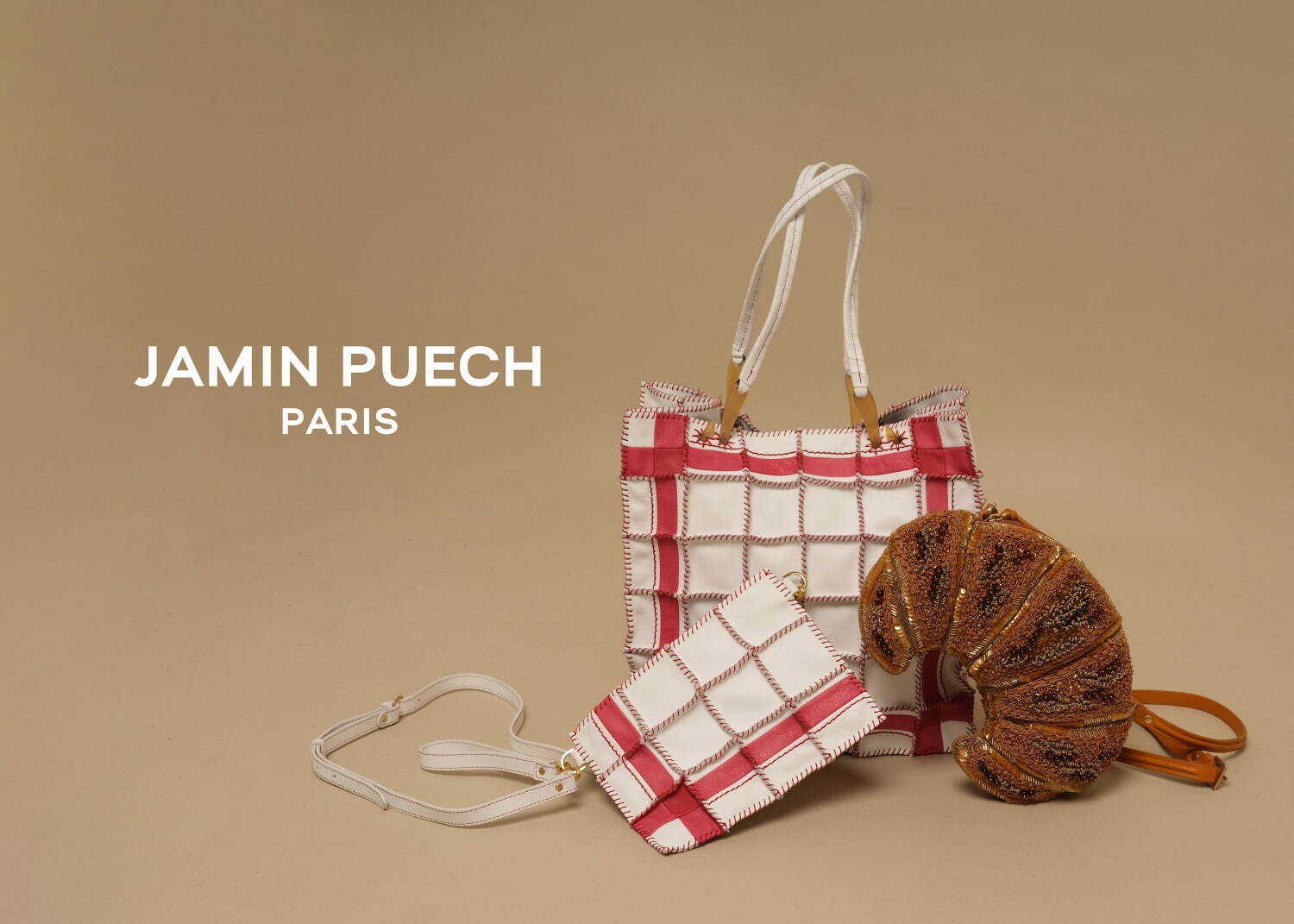 人気ブラドン 焼きたてクロワッサン”そっくりビーズ刺繍バッグ、フランス発 バッグ