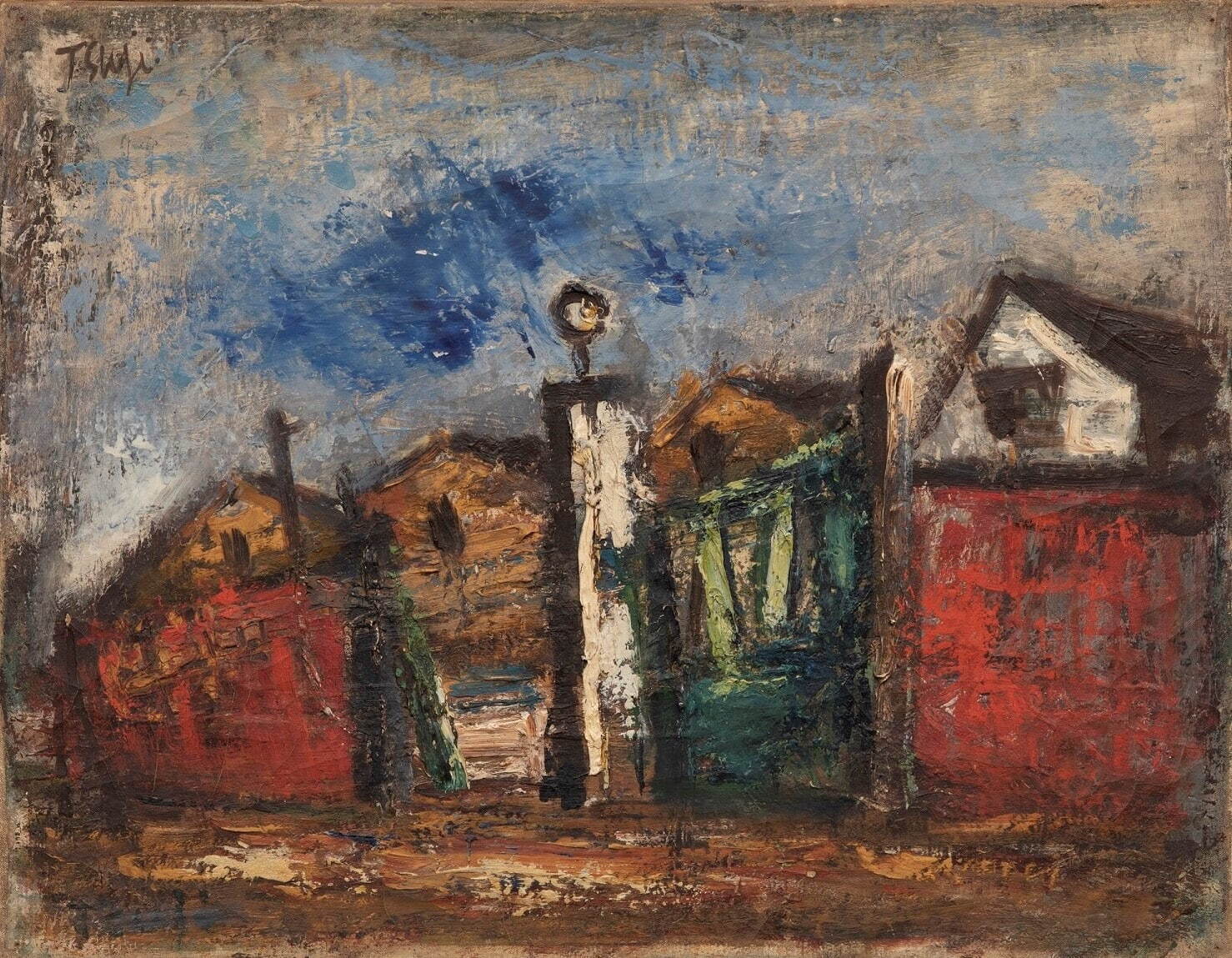 辻葦夫 《青い門》 昭和11年(1936年) 山梨県立美術館蔵