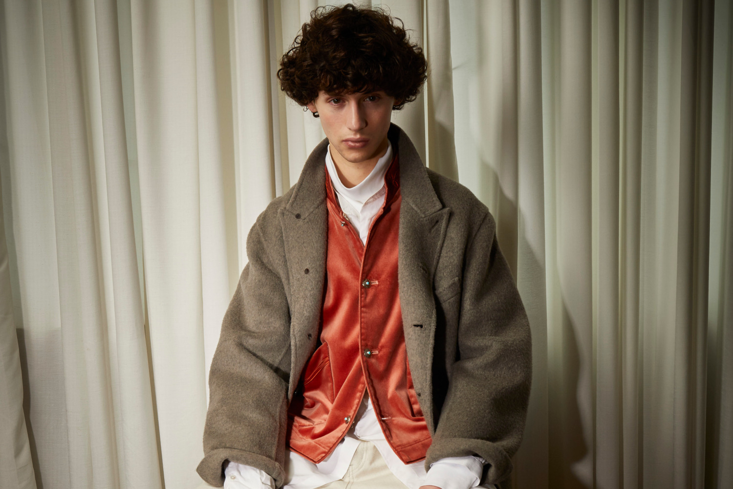 viviennetam のファー付きショートコート(アンゴラ&羊毛)