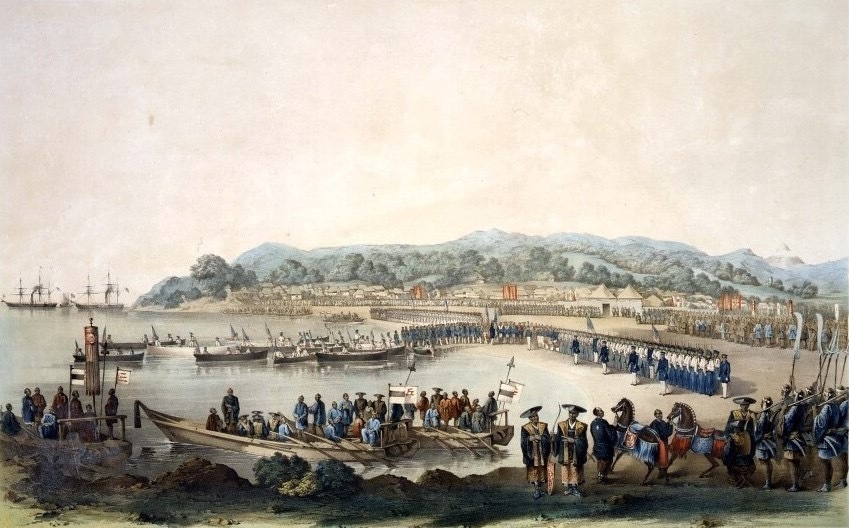 ヴィルヘルム・ハイネ 《久里浜上陸》 石版彩色 1855年