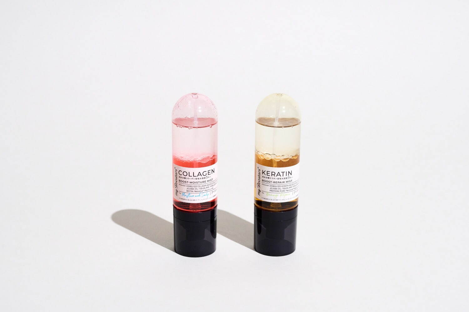左から)コラーゲン ブースターミスト 90mL 1,848円、ケラチン ブースターミスト 90mL 1,848円