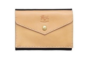イル ビゾンテ24年秋冬のポケット付き財布、ヌメ革×黒レザーの3