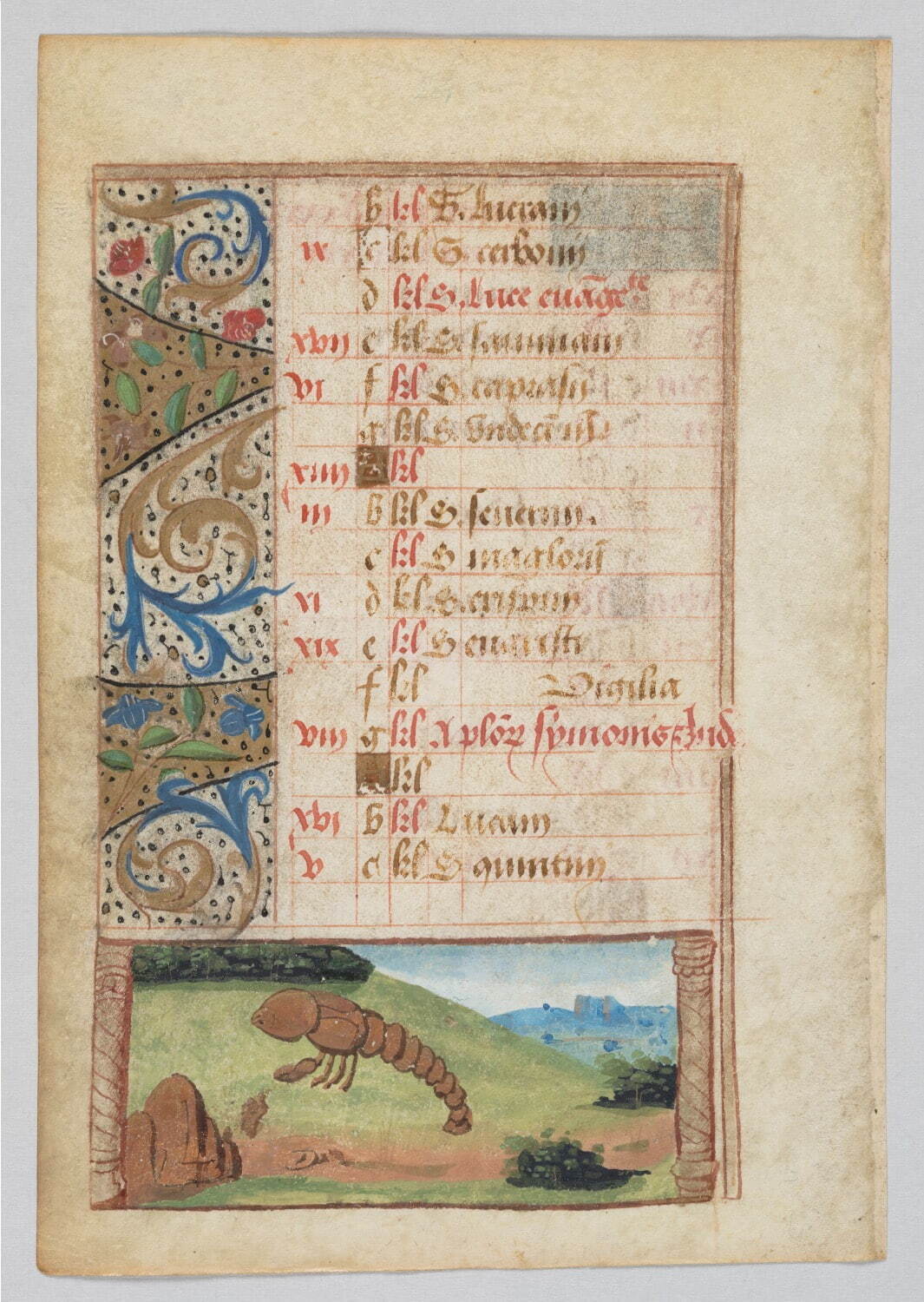 《時禱書 10月の暦 さそり座》 1500年頃 個人蔵