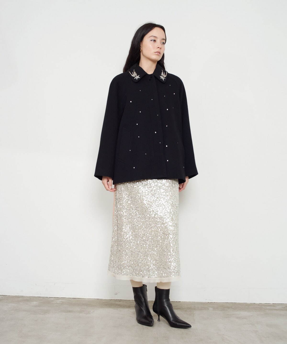 MUVEILWORK ミュベールワーク　スタジャン　ファー　ジャケット　パール. MUVEILWORK ミュベールワーク スタジャン ファー ジャケット パール.
