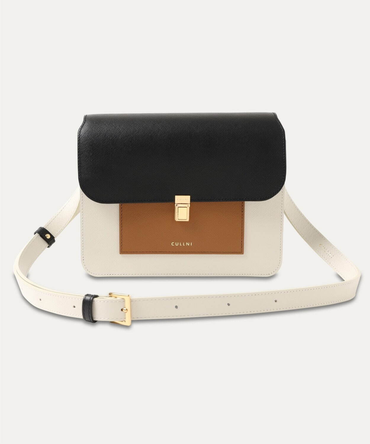 CULLNI レザーショルダーバッグ シャンパンゴールドカラー CULLNI ショルダーバッグ Leather vertical mini tote bag