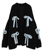 キャンディ ストリッパー24年秋、大ぶりリボンのニットカーディガン＆スマイルの総柄デニム｜写真7