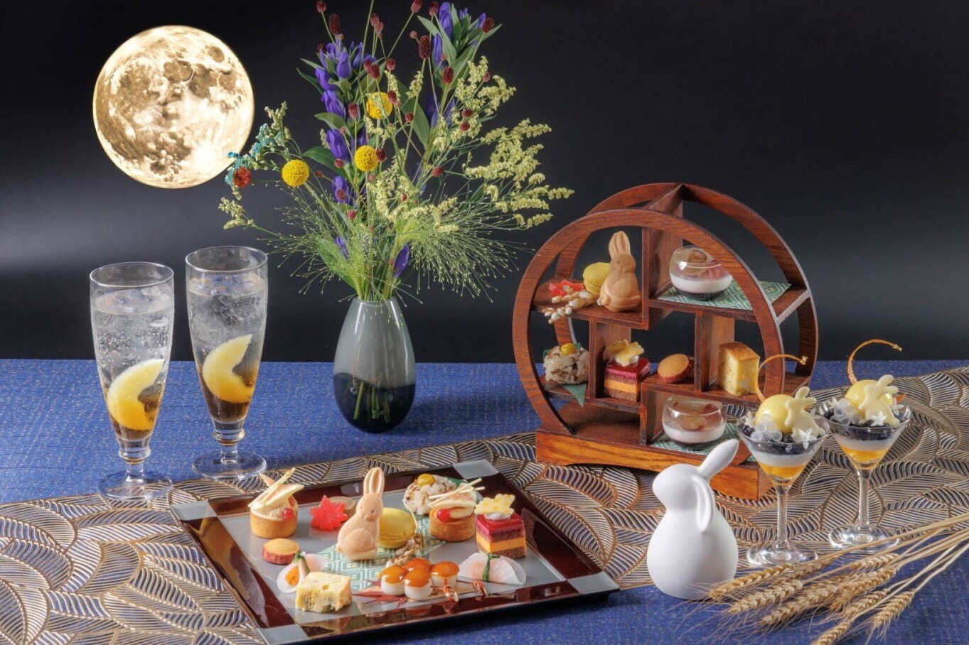 紫芋｜「はんなりお月見アフタヌーンティー」京都で、うさぎ型モナカやみたらし団子など“十五夜”スイーツ