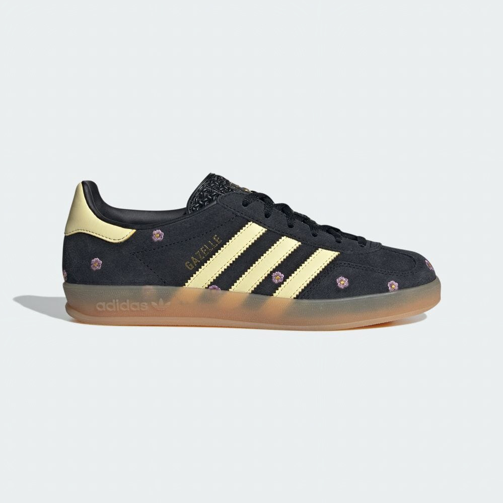 新品】adidas Gazelle 黒/黄色 スエード 花柄刺繍