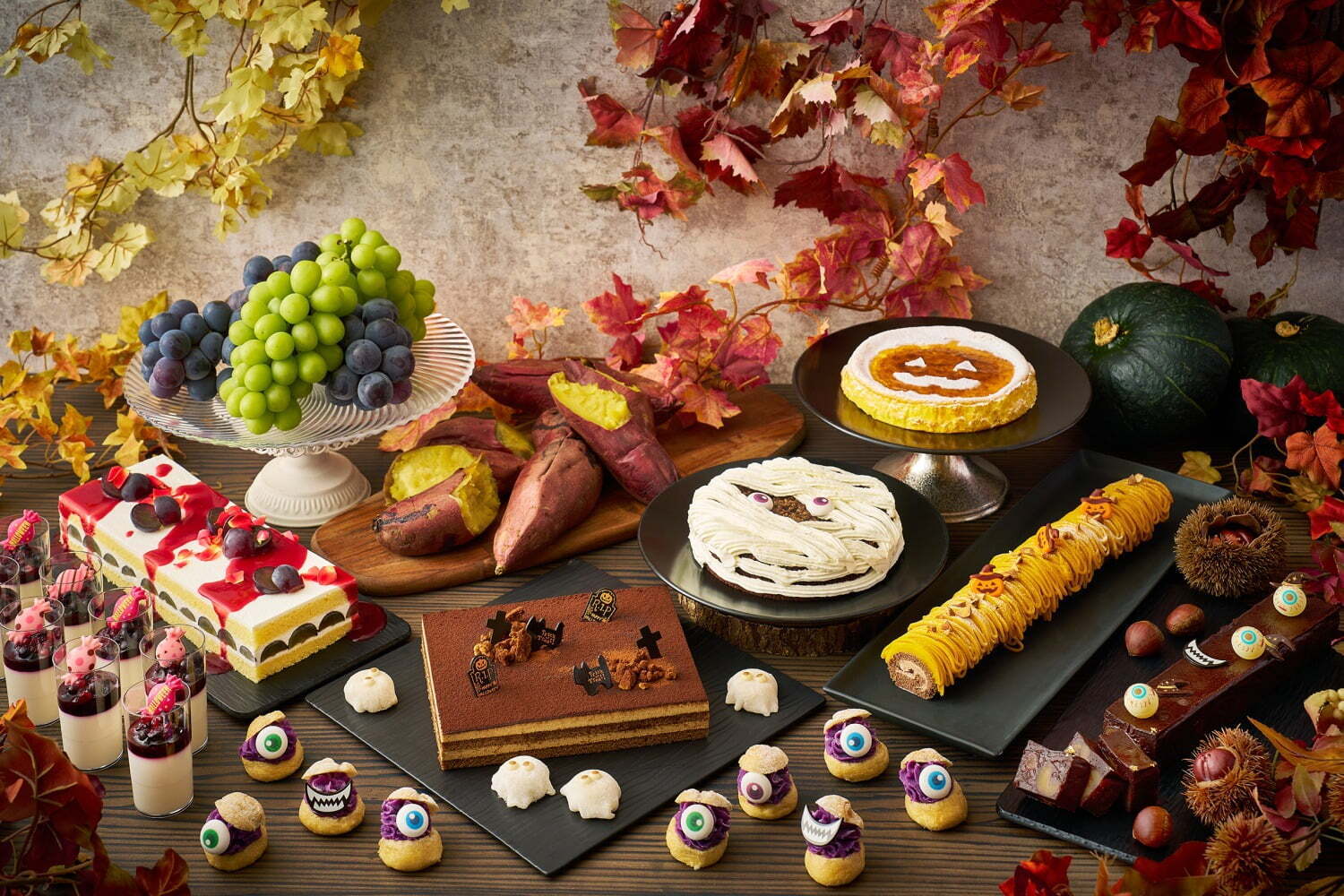デザートビュッフェ｜ホテルグランヴィア京都のハロウィンスイーツバイキング、しぼりたてモンブラン＆栗と抹茶タルトも