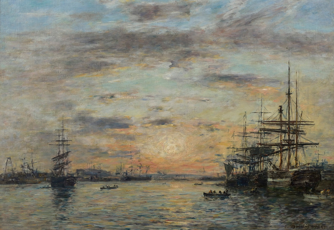 《ル・アーヴル、ウール停泊地》 ウジェーヌ・ブーダン 1885年 油彩、キャンヴァス 65×90cm エヴルー美術博物館