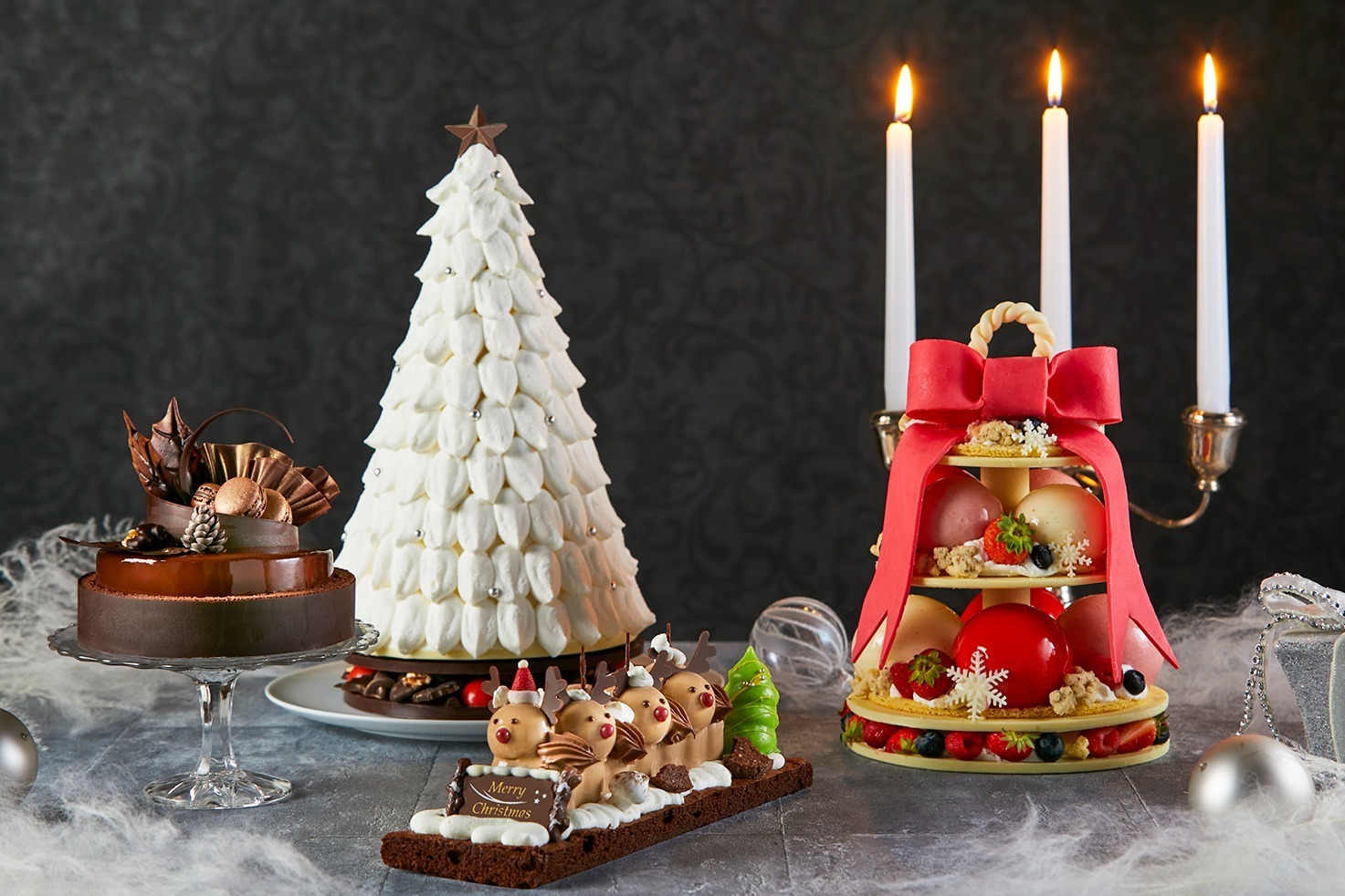 ビスキュイ｜ハイアット リージェンシー 東京24年クリスマスケーキ、白い“モミの木”型ショートケーキなど