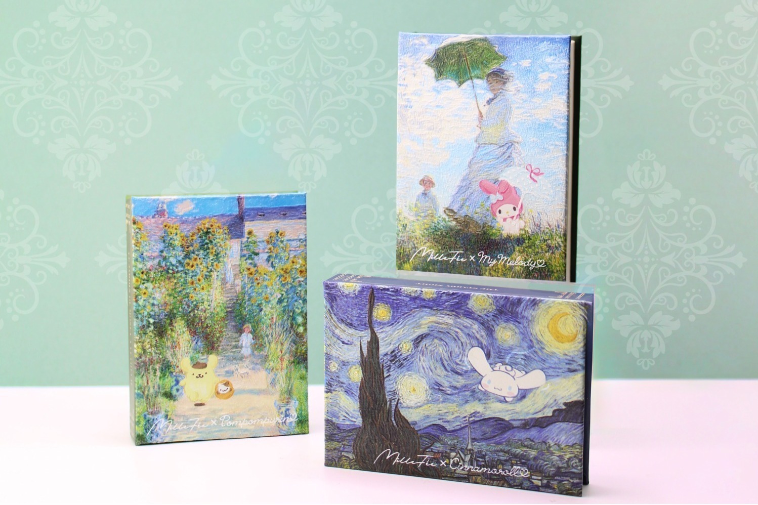 シナモロール｜ミルフィー×サンリオ「絵画アイシャドウ」“シナモロールが飛び込む！？”ゴッホ《星月夜》アイパレなど