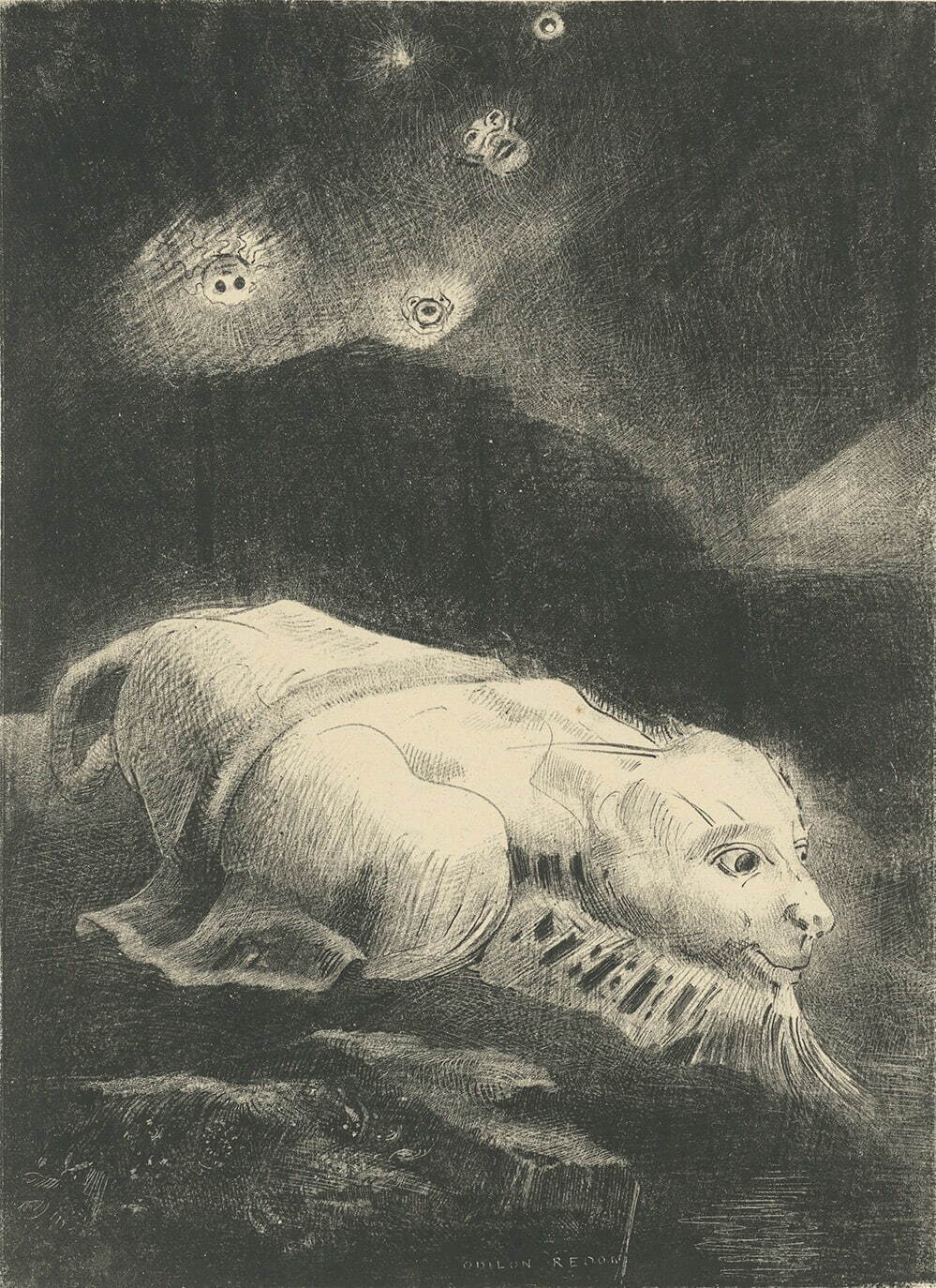 オディロン・ルドン 《起源1. おぼろげな物質の奥底で生命が目覚めた時》
1883年 フランス国立図書館
©Bibliothèque nationale de France