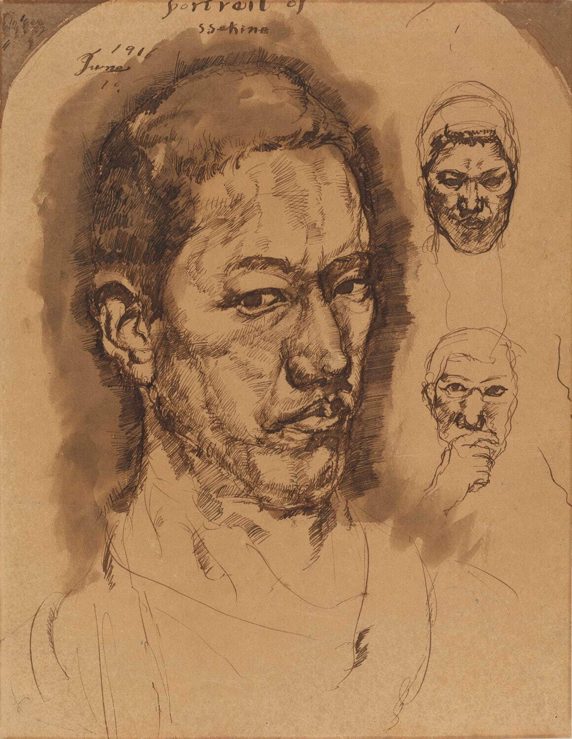 関根正二 《自画像》 大正5年(1916年)
インク・紙 長野県立美術館蔵(信濃デッサン館コレクション)