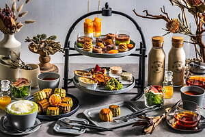 チャバティ京都嵐山“秋の味覚”のアフタヌーンティー、蜜芋スイートポテトや宇治抹茶プリン｜写真1